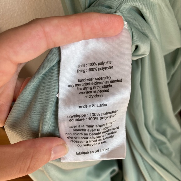 David's Bridal Crisscross High Neck Mesh Bridesmaid Dress Dusty Sage 8 - Picture 6 of 9